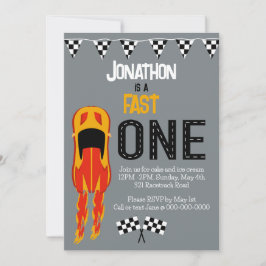 Fast ONE racecar thema 1e verjaardagsfeest Kaart