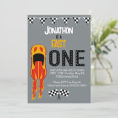 Fast ONE racecar thema 1e verjaardagsfeest Kaart (Staand voorkant)