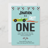 Fast ONE racecar thema 1e verjaardagsfeest Kaart (Voorkant)