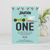 Fast ONE racecar thema 1e verjaardagsfeest Kaart (Staand voorkant)