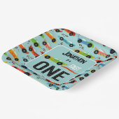 Fast ONE racecar thema 1e verjaardagsfeest Papieren Bordje (Gebogen)