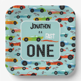 Fast ONE racecar thema 1e verjaardagsfeest Papieren Bordje