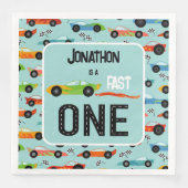 Fast ONE racecar thema 1e verjaardagsfeest Servet (Voorkant)