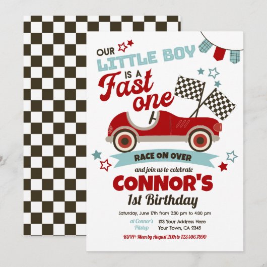 Fast One, Racing 1e Verjaardag Kaart (Voorkant / Achterkant)
