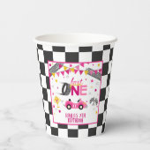 Fast One Racing Birthday Party Cup - Roze Papieren Bekers (Achterkant)