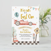 Fast One Racing Boy Birthday Uitnodiging (Staand voorkant)