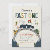 Fast One Racing Car Birthday Uitnodiging (Voorkant)