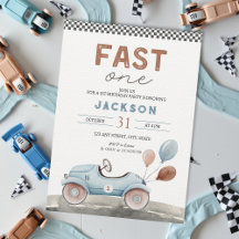 Fast One Racing Car Blue Boy 1e verjaardag