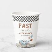Fast One Racing Car Blue Boy 1e verjaardag Papieren Bekers (Voorkant)