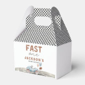 Fast One Racing Car Blue Boy 1e verjaardag Welkom Bedankdoosjes (Voorkant Zijde)