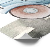 Fast One Racing Car Blue Boy 1e verjaardag Welkom Poster (Hoek)