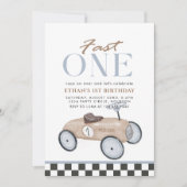 Fast One Racing Car Eerste Verjaardag Kaart (Voorkant)