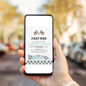 Fast One Racing Car Eerste Verjaardag Kaart