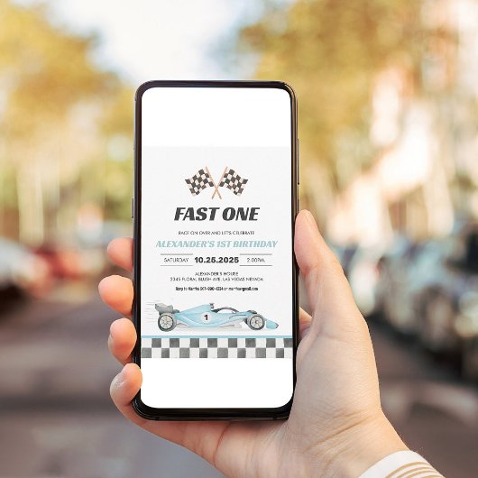 Fast One Racing Car Eerste Verjaardag Kaart