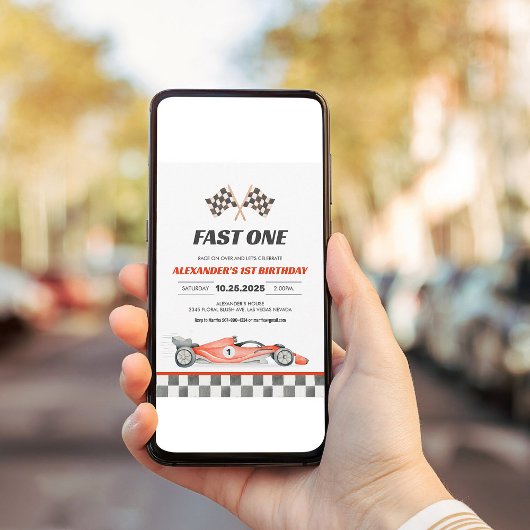 Fast One Racing Car eerste verjaardag Kaart