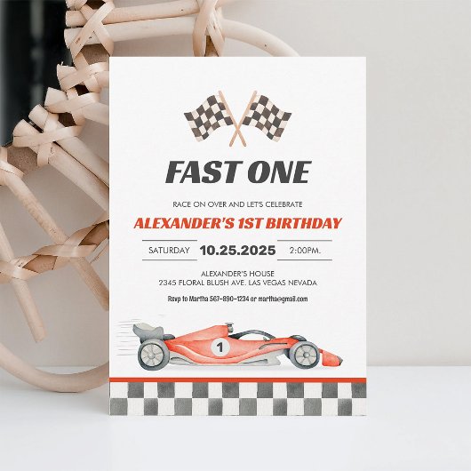 Fast One Racing Car eerste verjaardag Kaart