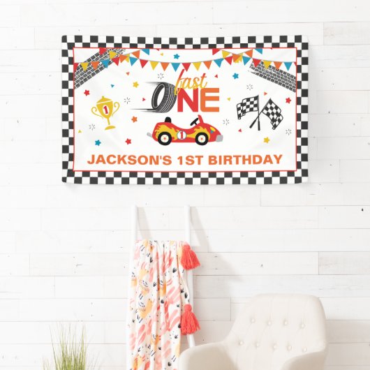 Fast One Racing First Birthday Banner (Insitu)