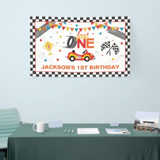Fast One Racing First Birthday Banner (Beurs)