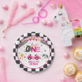 Fast One Racing First Birthday Paper-Bord - Roze Papieren Bordje (Feest)