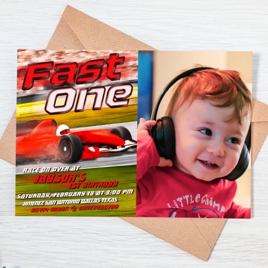 Fast One Racing met Afbeelding Invitation Kaart