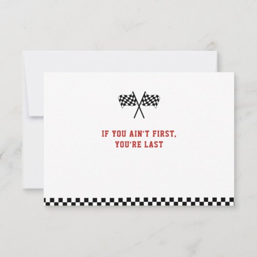 Fast One Racing Minimalist 1e verjaardag Bedankkaart (Achterkant)