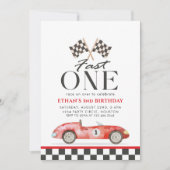 Fast One Racing Rode Auto Eerste Verjaardag Kaart (Voorkant)