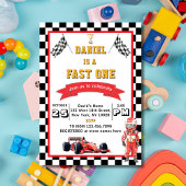 Fast One Racing Theme Checkered Flag Birthday Kaart