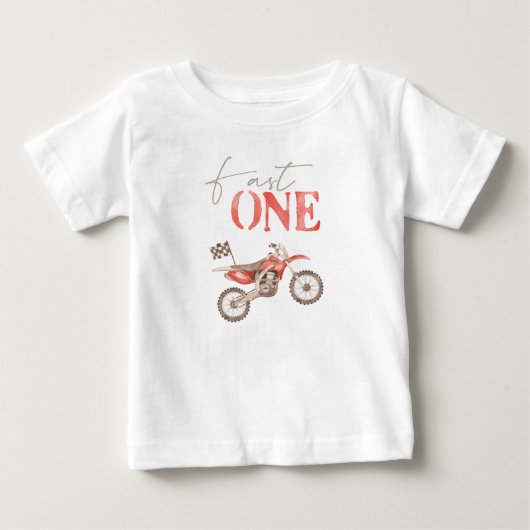 Fast One Red Dirt Bike Birthday T-shirt Baby (Voorkant)