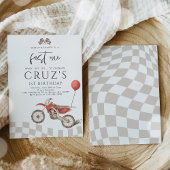 Fast One Red Dirt Bike Boy 1e Verjaardagsfeestje Kaart