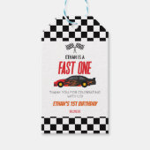 Fast One Red Flame Race Auto 1e Verjaardagsfeest Cadeaulabel (Voorkant)