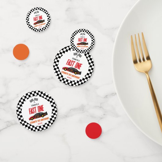 Fast One Red Flame Race Auto 1e Verjaardagsfeest Confetti (Groep)