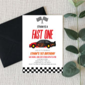 Fast One Red Flame Race Auto 1e Verjaardagsfeest Kaart