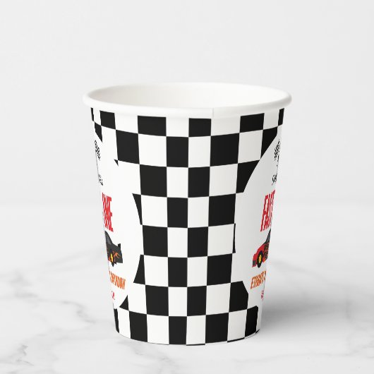 Fast One Red Flame Race Auto 1e Verjaardagsfeest Papieren Bekers (Rechts)