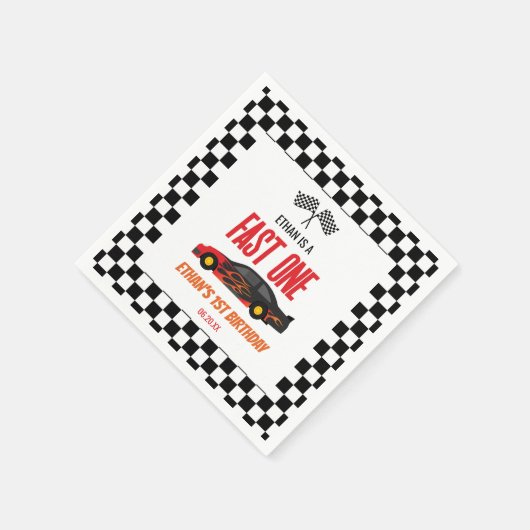 Fast One Red Flame Race Auto 1e Verjaardagsfeest Servet (Hoek)