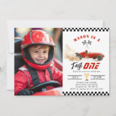 Fast One Red Photo Race Car Boy 1e verjaardag Kaart (Voorkant)