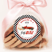 Fast One Red race auto Boy Verjaardag Bedankt Ronde Sticker
