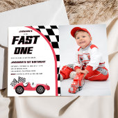 Fast One Red Race Auto Verjaardagsfeestfoto Kaart