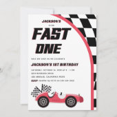 Fast One Red Race Auto Verjaardagsfeestje Kaart (Voorkant)