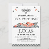 Fast One Red Race Auto Verjaardagsfeestuitnodiging Kaart (Voorkant)