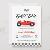 Fast ONE  Red Race Car 1e verjaardag Kaart (Voorkant)