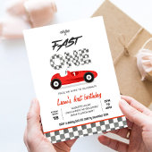 Fast ONE  Red Race Car 1e verjaardag Kaart