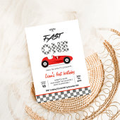 Fast ONE  Red Race Car 1e verjaardag Kaart