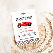 Fast ONE  Red Race Car 1e verjaardag Kaart