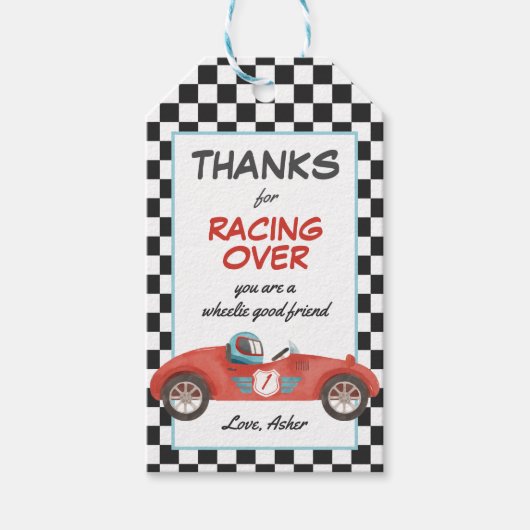 Fast One Red Race Car 1st Birthday Party Favor Cadeaulabel (Voorkant)