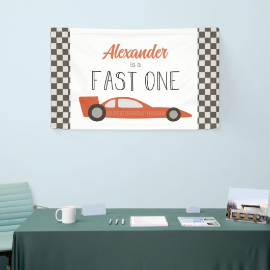 Fast One Red Race Car Birthday Banner (Beurs)