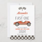 Fast One Red Race Car Birthday Invitation Kaart (Voorkant)