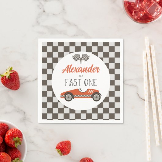 Fast One Red Race Car Birthday Servet (Insitu)