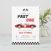 Fast One Red Race Car Boy 1e Verjaardag Kaart (Staand voorkant)