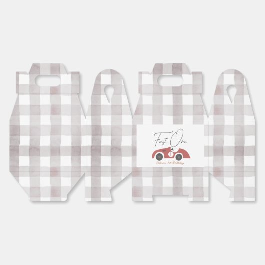 Fast One Red Race Car Boy 1st Birthday Bedankdoosjes (Ongevouwen)