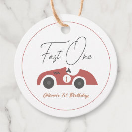 Fast One Red Race Car Boy 1st Birthday Bedankjes Labels
